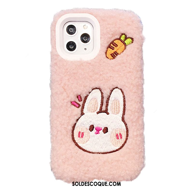 Coque iPhone 11 Pro Max Créatif Rose Personnalité Velours Dessin Animé Pas Cher