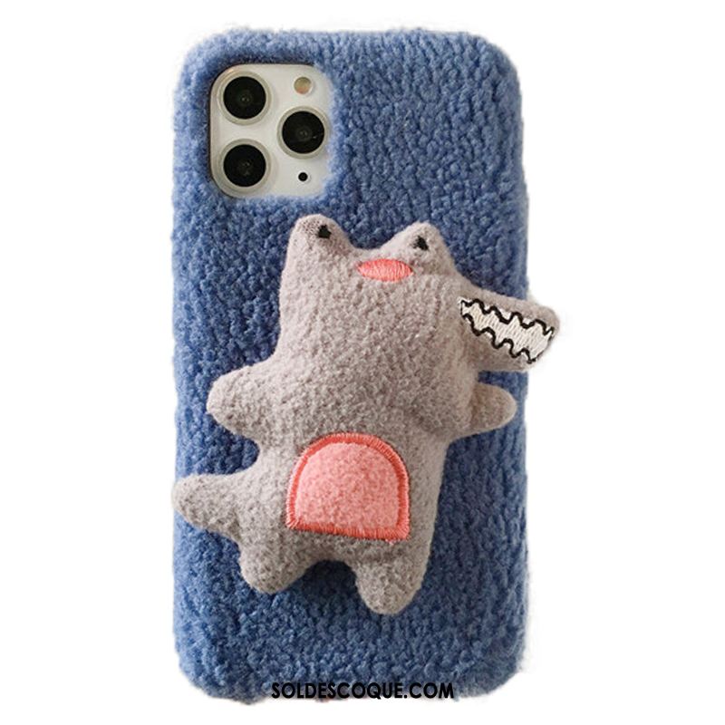 Coque iPhone 11 Pro Max Dimensionnel Bleu Peluche Téléphone Portable Fluide Doux En Ligne