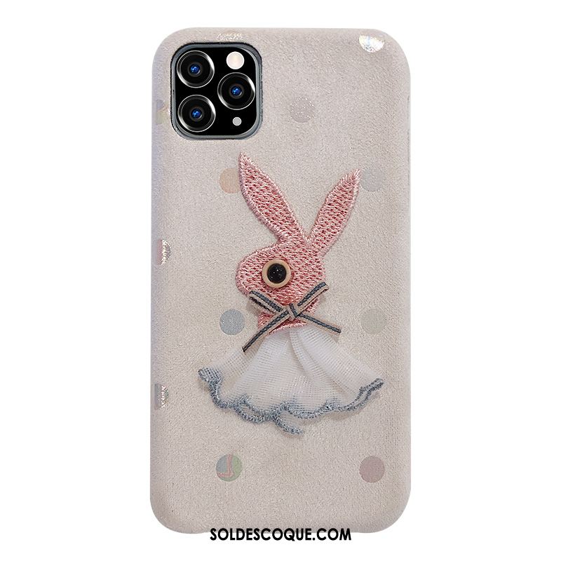 Coque iPhone 11 Pro Max Lapin Peluche Fluide Doux Net Rouge Dimensionnel En Vente