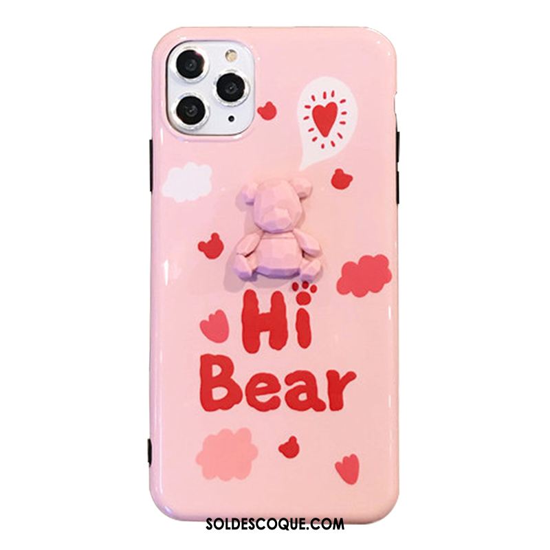 Coque iPhone 11 Pro Max Rose Incassable Étui Téléphone Portable Marque De Tendance Housse Soldes