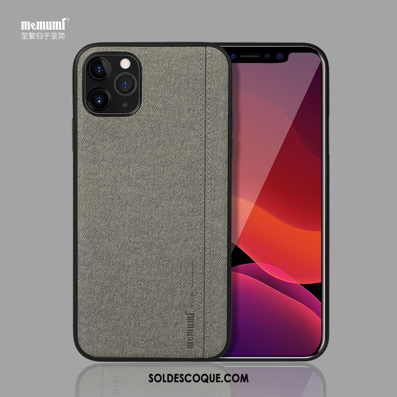 Coque iPhone 11 Pro Max Toile Gris Silicone Étui Protection Pas Cher