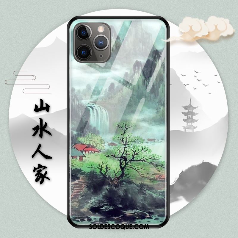 Coque iPhone 11 Pro Nouveau Fluide Doux Verre Style Chinois Incassable En Vente