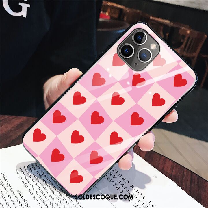 Coque iPhone 11 Pro Personnalité Étui Net Rouge Téléphone Portable Verre Pas Cher