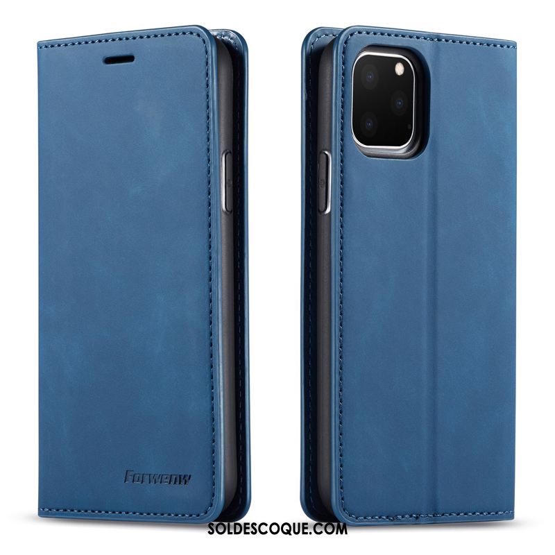 Coque iPhone 11 Pro Étui Bleu Étui En Cuir Mode Tendance Soldes