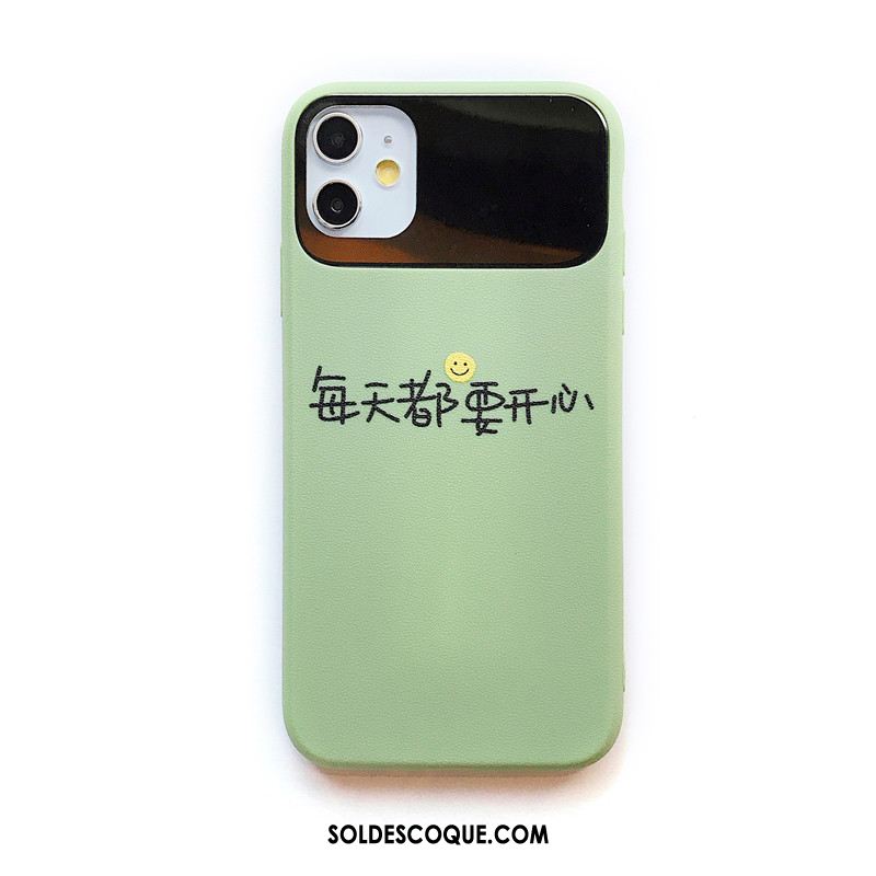 Coque iPhone 11 Souriant Tout Compris Simple Vert Fluide Doux Housse En Ligne