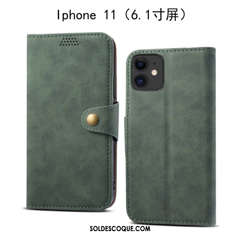 Coque iPhone 11 Vert Protection Fluide Doux Étui Étui En Cuir En Vente