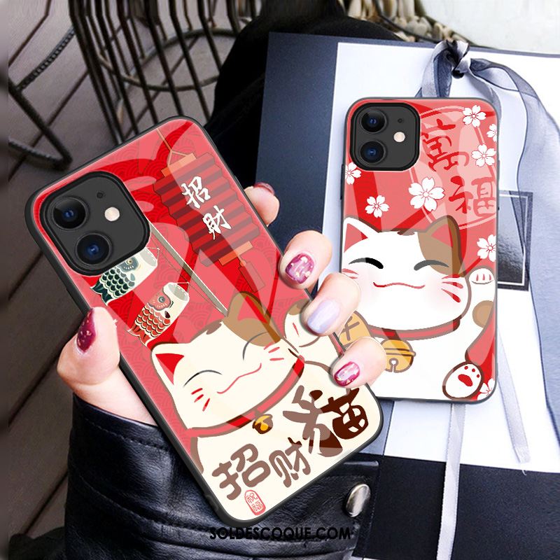 Coque iPhone 12 Mini De Fête Chat Verre Tendance Richesse Pas Cher