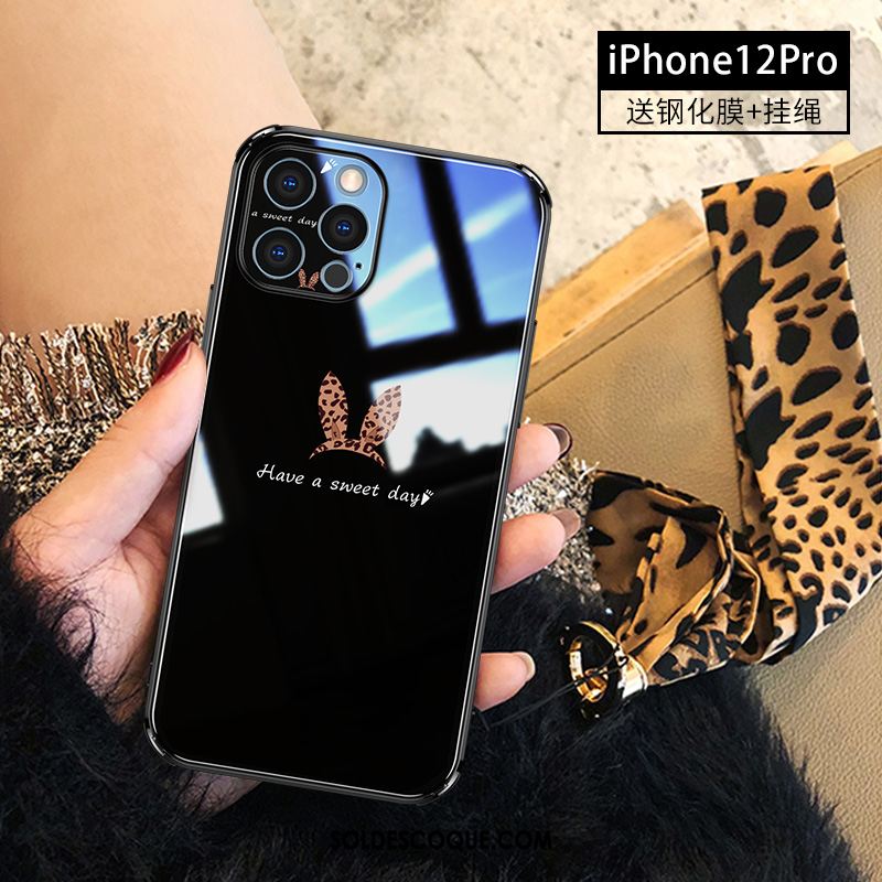 Coque iPhone 12 Pro Luxe Mode Verre Léopard Étui Soldes