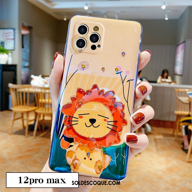 Coque iPhone 12 Pro Max Dessin Animé Jaune Tout Compris Personnalité Lion En Vente