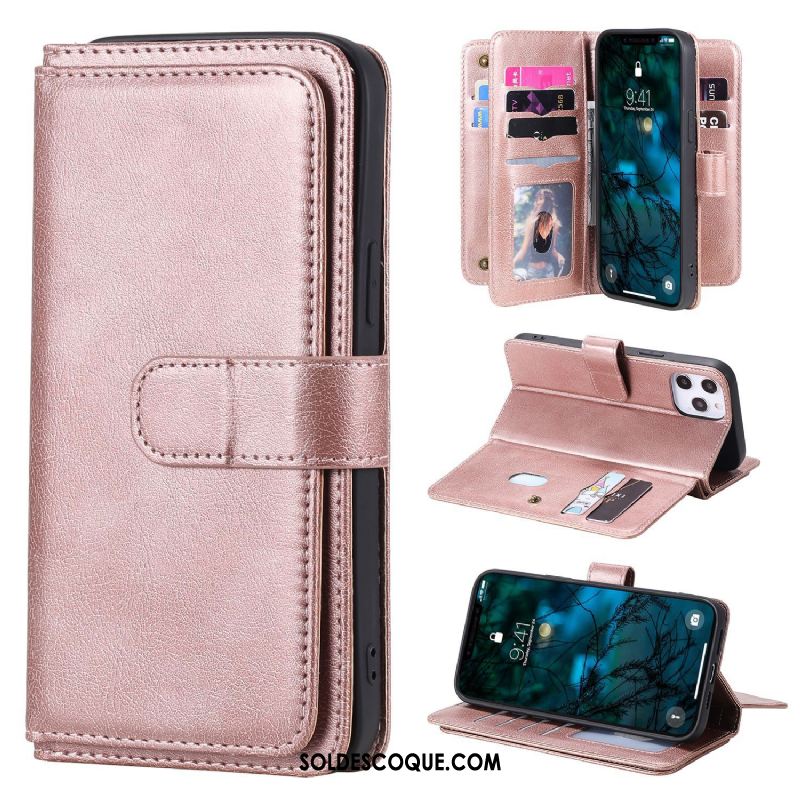 Coque iPhone 12 Pro Max Rose Téléphone Portable Étui En Cuir Portefeuille Housse En Ligne