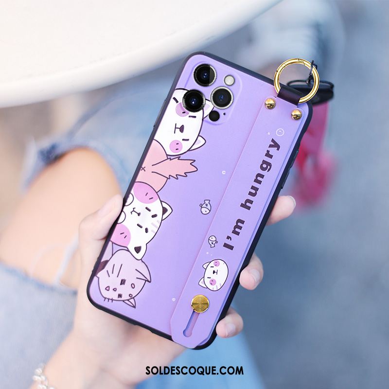 Coque iPhone 12 Pro Max Silicone Violet Tout Compris Dessin Animé Incassable Pas Cher