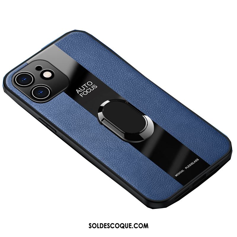 Coque iPhone 12 Étui En Cuir Business Téléphone Portable Nouveau Bleu Marin Pas Cher