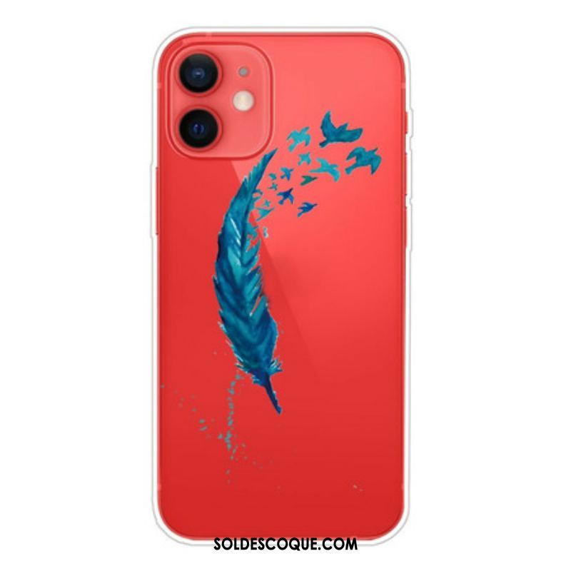 Coque iPhone 13 Mini Belle Plume Bleue