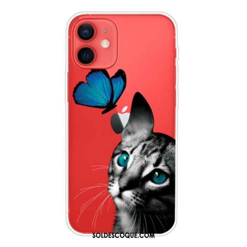 Coque iPhone 13 Mini Chat et Papillon