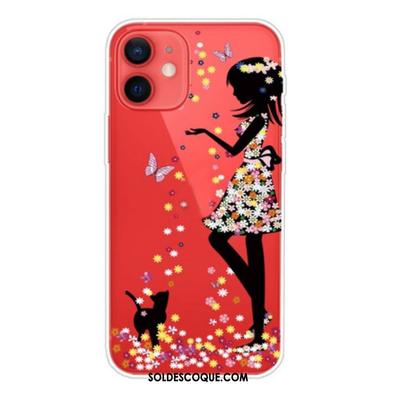 Coque iPhone 13 Mini Jeune Fille Fleurie