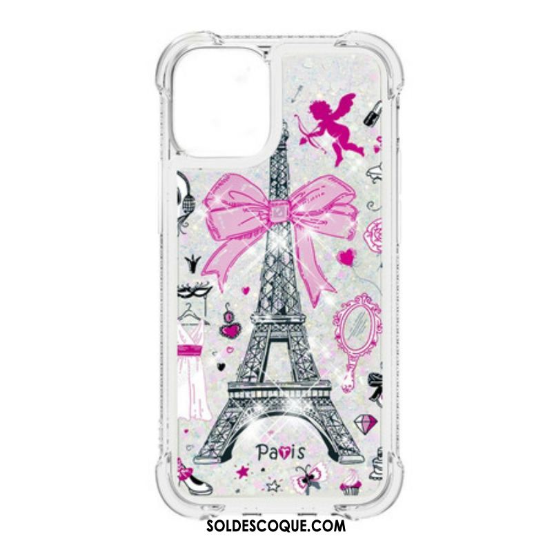 Coque iPhone 13 Mini La Tour Eiffel Paillettes