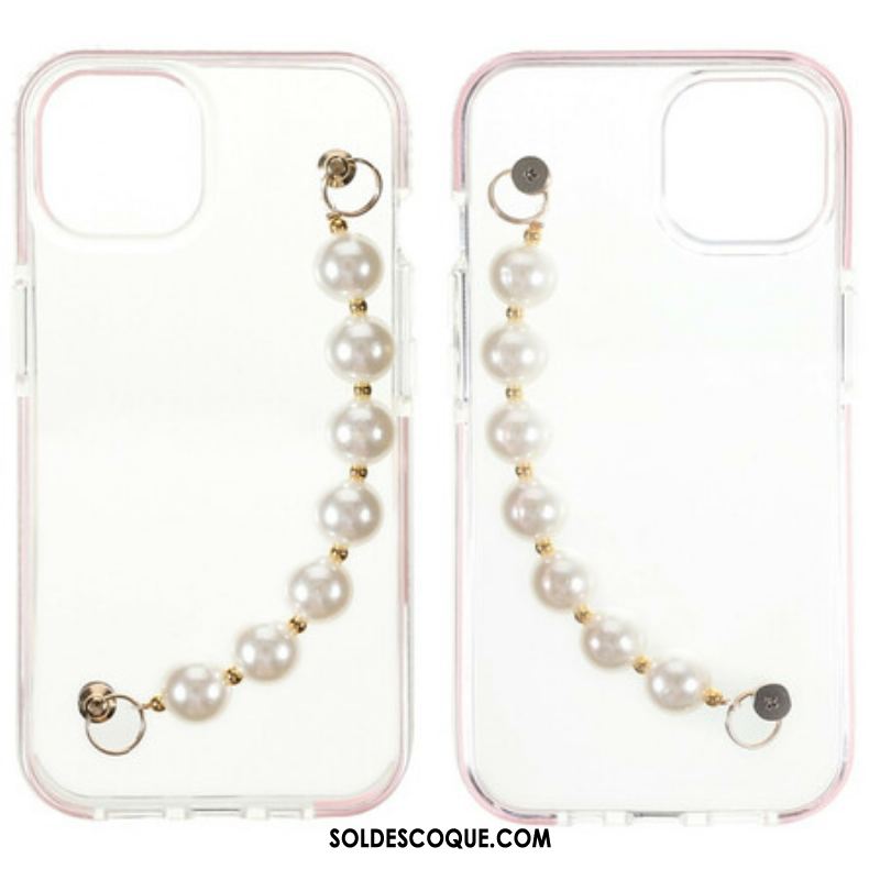 Coque iPhone 13 Mini Silicone Bracelet Perles