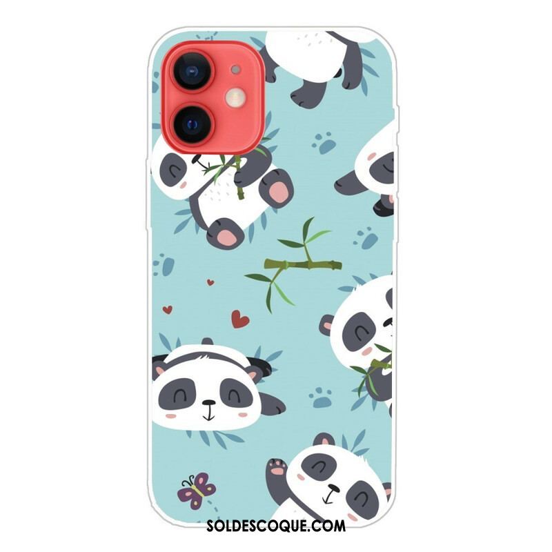 Coque iPhone 13 Mini Tas de Pandas