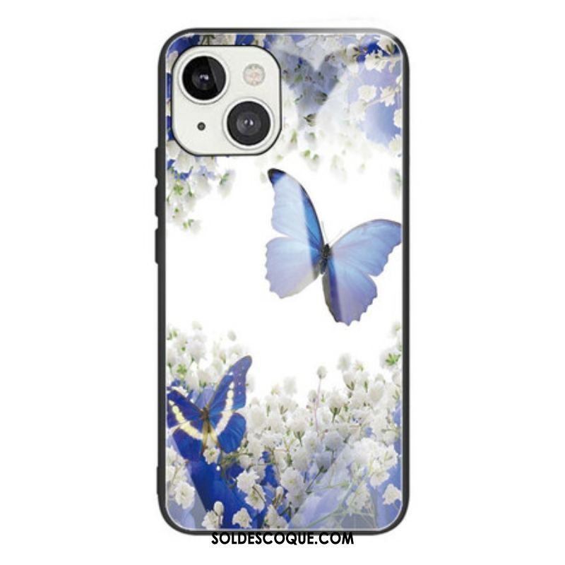 Coque iPhone 13 Mini Verre Trempé Papillons Design