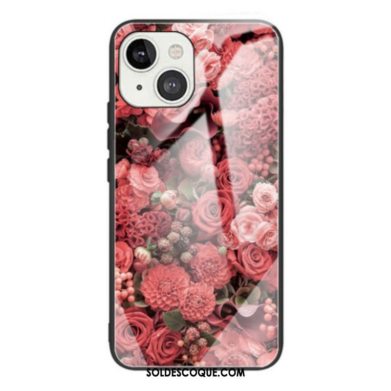 Coque iPhone 13 Mini Verre trempé Fleurs Roses