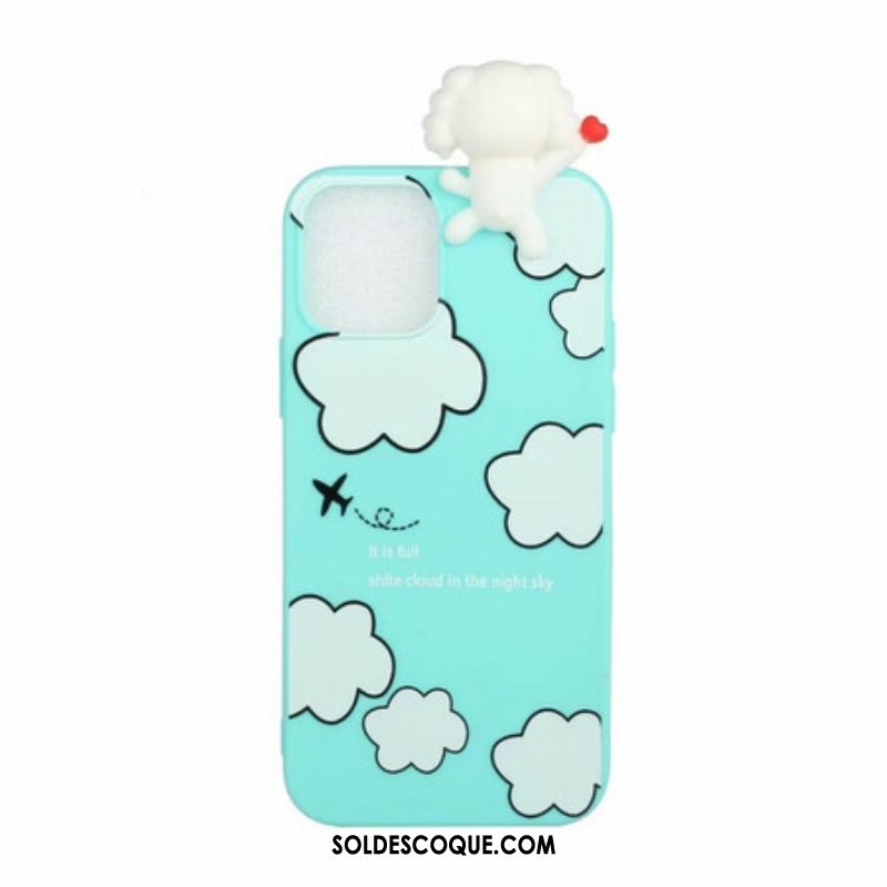 Coque iPhone 13 Pro Chien dans les Nuages 3D