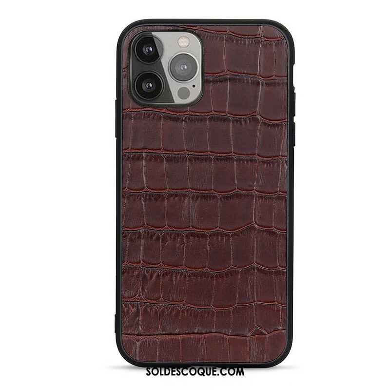 Coque iPhone 13 Pro Max Véritable Cuir Texture Crocodile