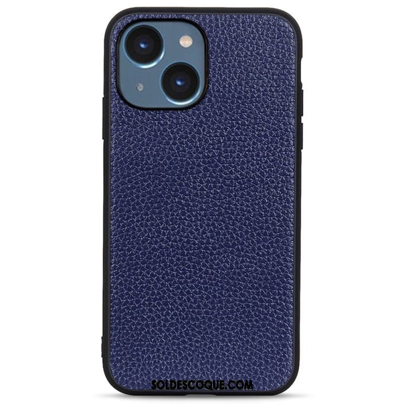 Coque iPhone 14 Plus Cuir Litchi Véritable