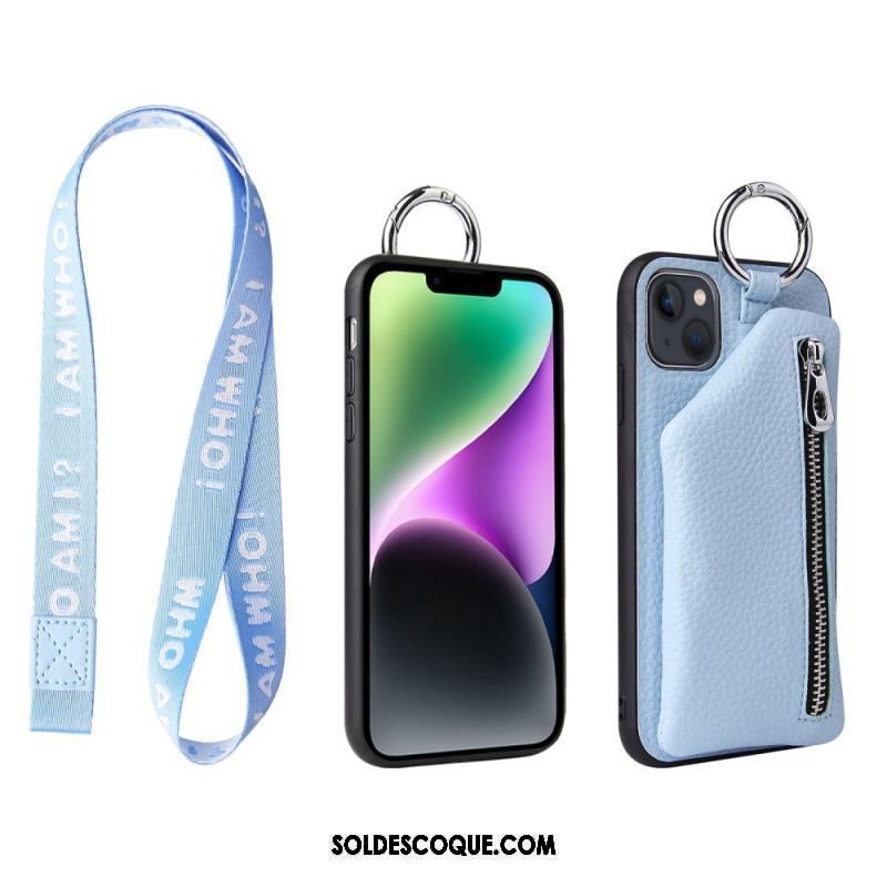 Coque iPhone 14 Plus Porte-Cartes dÉtachable avec Fermeture Éclaire