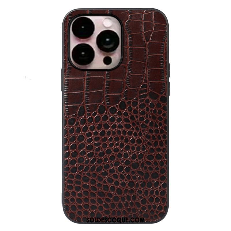 Coque iPhone 14 Pro Max Cuir Véritable Texture Crocodile