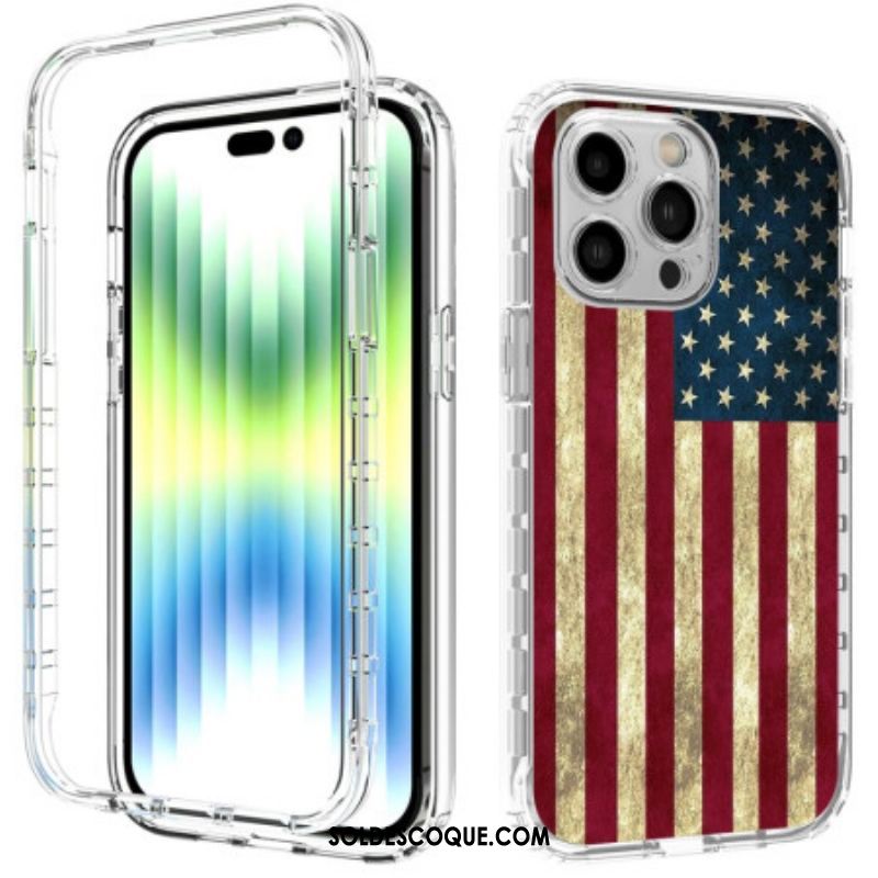 Coque iPhone 14 Pro Max Renforcée Drapeau Américain