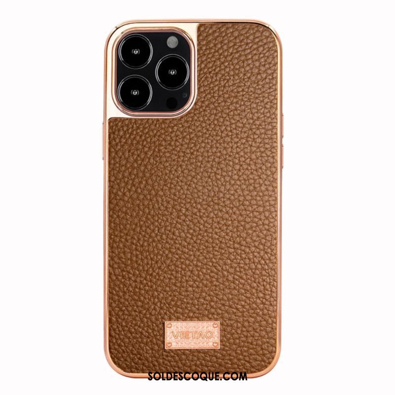 Coque iPhone 14 Pro Max Simili Cuir Litchi VIETAO