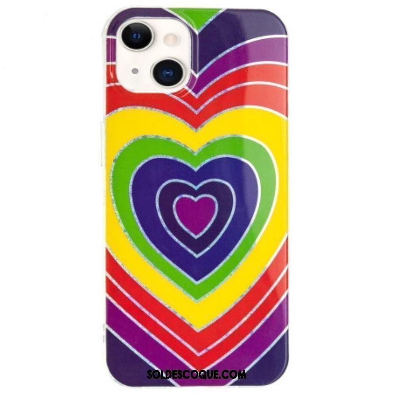 Coque iPhone 15 Plus Coeur Psychédélique