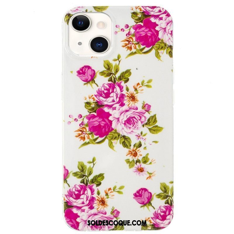 Coque iPhone 15 Plus Fluorescente Fleurs