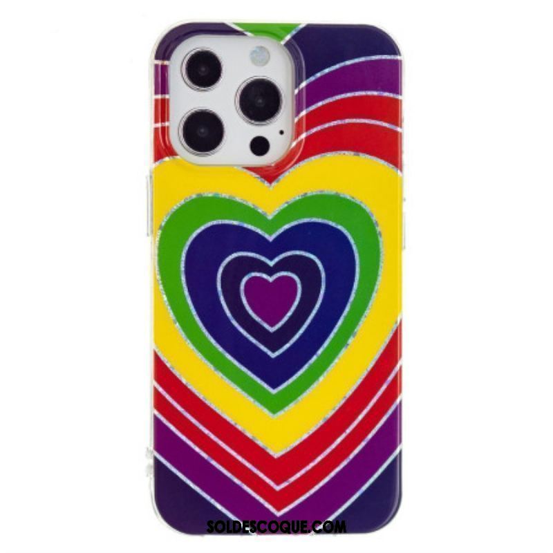 Coque iPhone 15 Pro Coeur Psychédélique