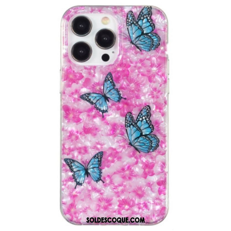 Coque iPhone 15 Pro Fleurs et Papillons
