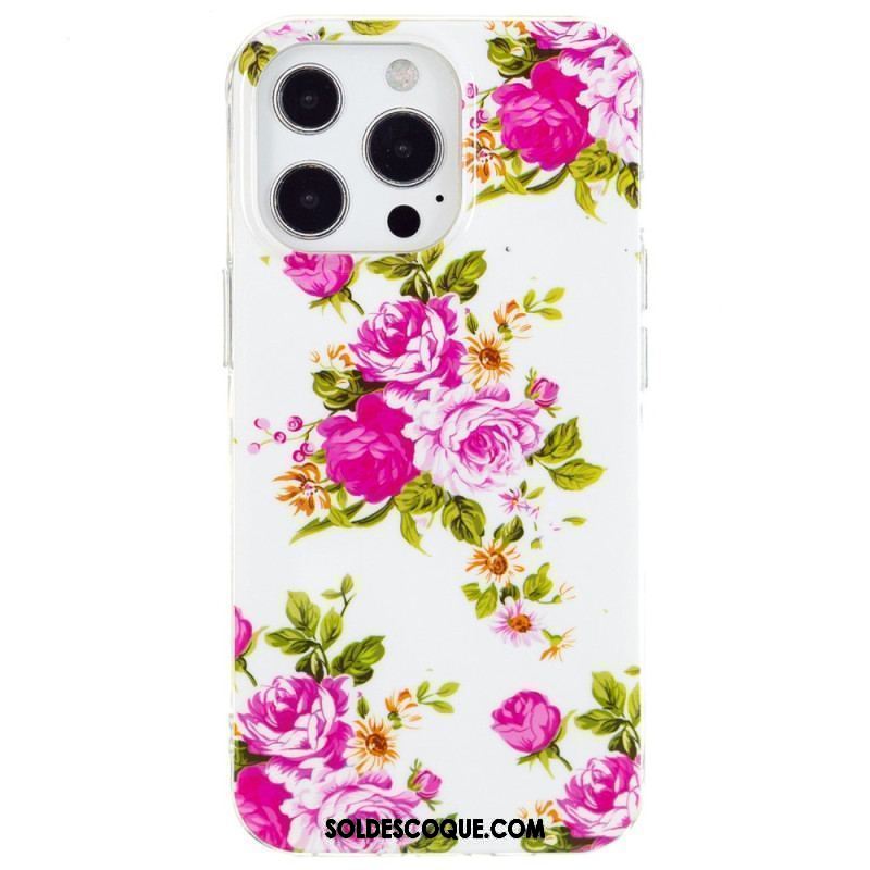 Coque iPhone 15 Pro Fluorescente Fleurs