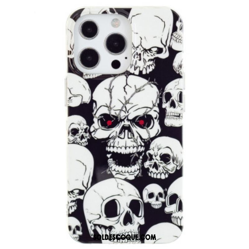 Coque iPhone 15 Pro Fluorescente Tête de Mort