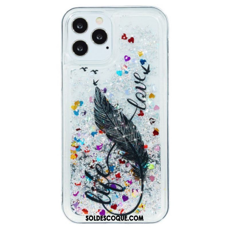 Coque iPhone 15 Pro Max Paillettes Plume