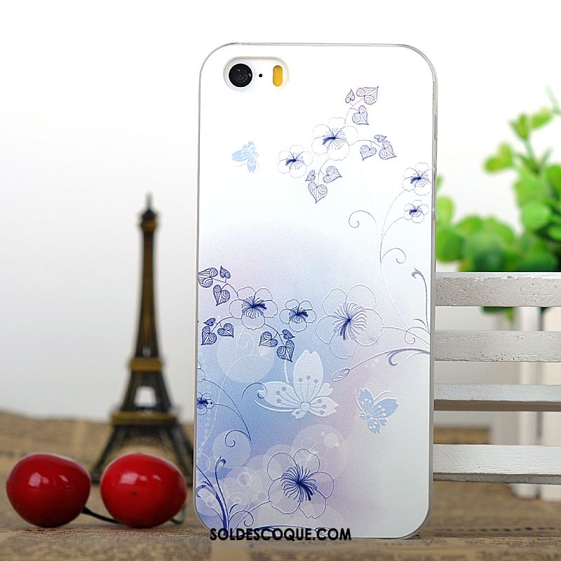 Coque iPhone 5 / 5s Blanc Dimensionnel Étui Difficile Gaufrage Soldes