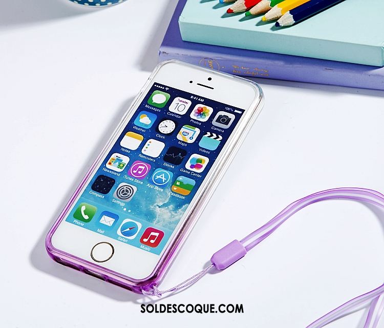 Coque iPhone 5 / 5s Fluide Doux Silicone Violet Téléphone Portable Ornements Suspendus Housse En Ligne