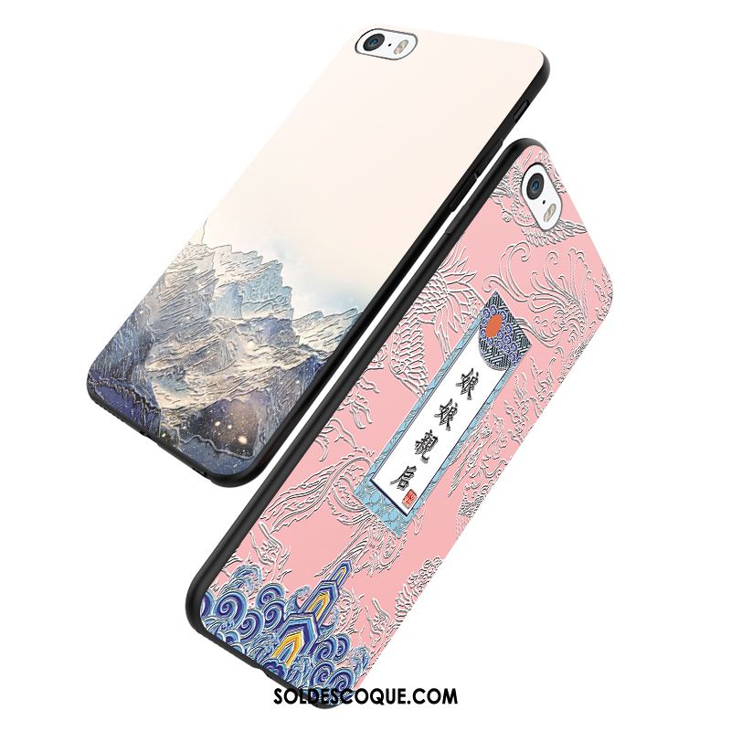 Coque iPhone 5 / 5s Incassable Style Chinois Gaufrage Silicone Étui Housse En Ligne