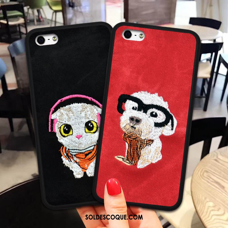 Coque iPhone 5 / 5s Téléphone Portable Charmant Broderie Créatif Noir En Vente