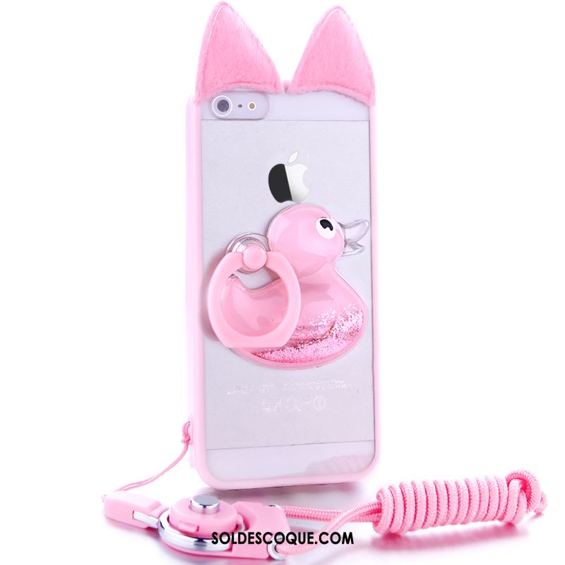 Coque iPhone 5 / 5s Téléphone Portable Pompon Fluide Doux Rose Étui Pas Cher