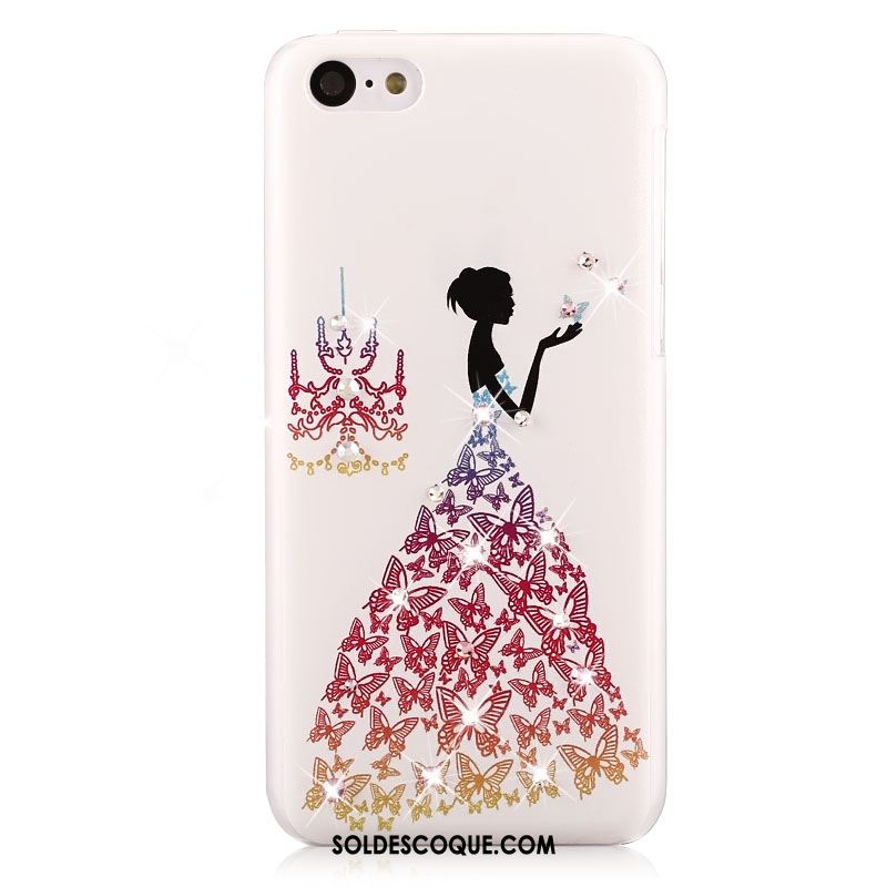 Coque iPhone 5c Violet Tendance Téléphone Portable Protection Strass Housse Pas Cher