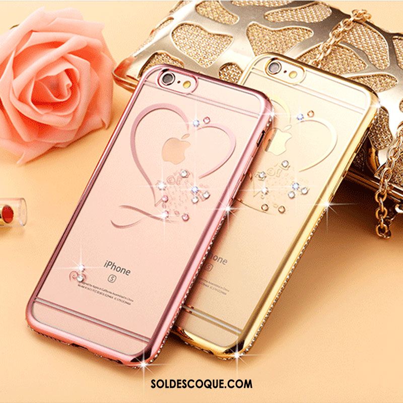 Coque iPhone 6 / 6s Fluide Doux Luxe Incruster Strass Silicone Téléphone Portable Pas Cher