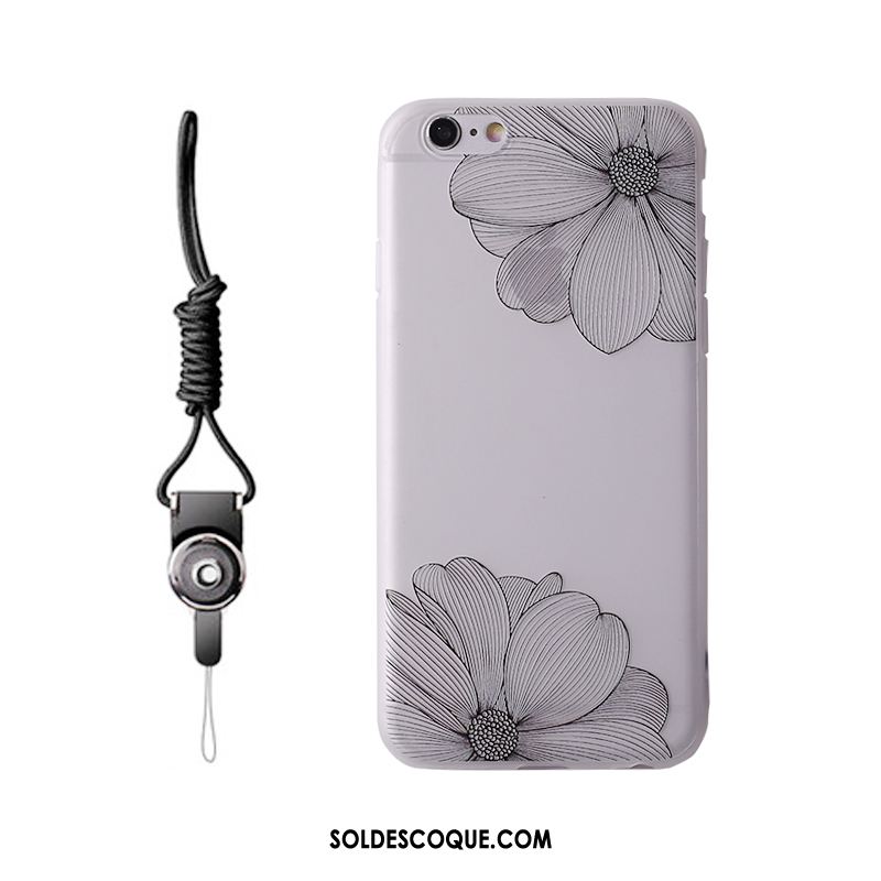 Coque iPhone 6 / 6s Gris Transparent Silicone Cou Suspendu Protection Soldes