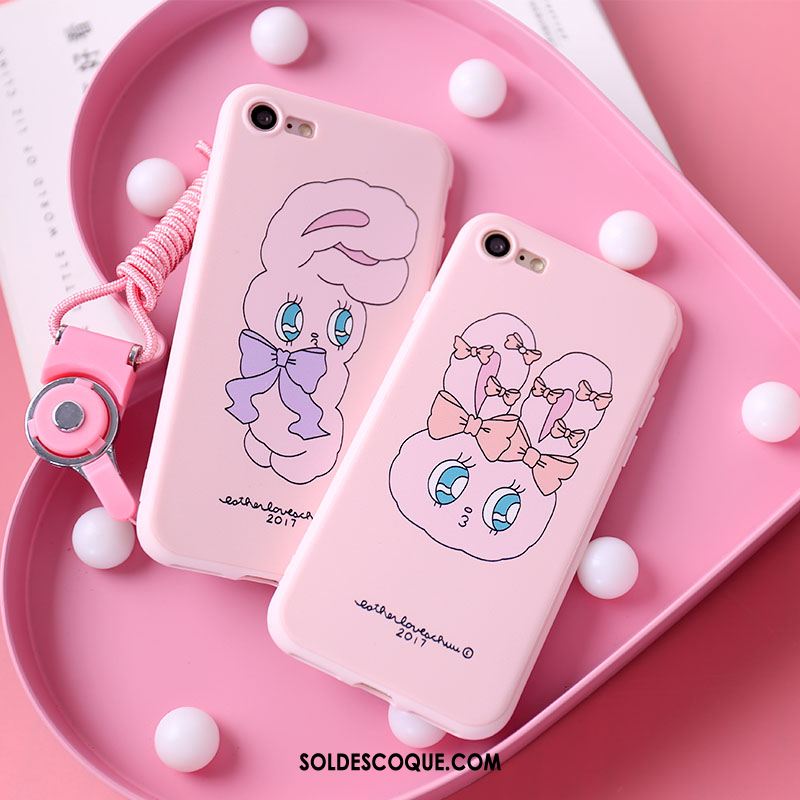 Coque iPhone 6 / 6s Lapin Silicone Rose Tout Compris Gaufrage Pas Cher