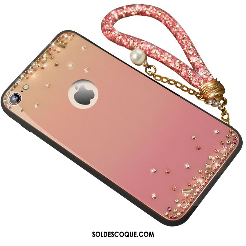 Coque iPhone 6 / 6s Strass Incassable Téléphone Portable Or Rose Verre Pas Cher