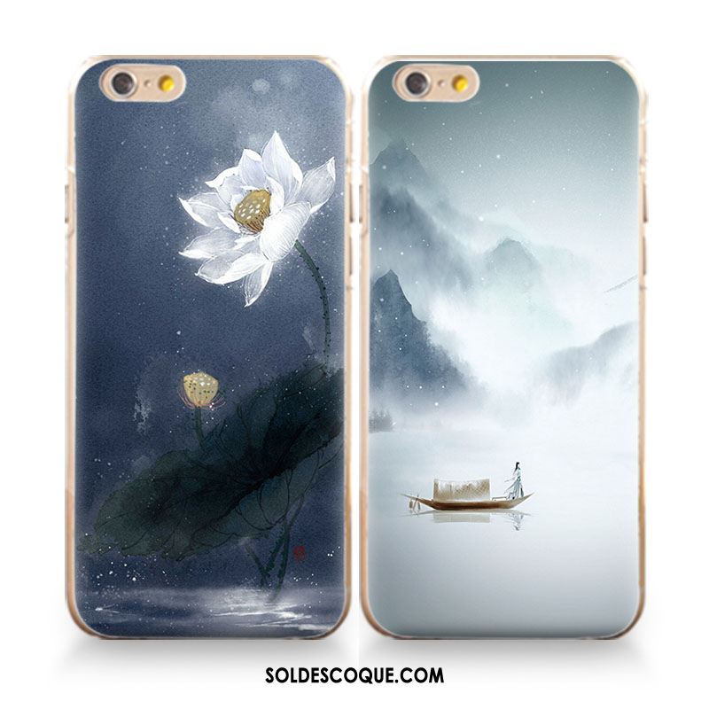 Coque iPhone 6 / 6s Téléphone Portable Bleu Fluide Doux Tout Compris Fleur Soldes