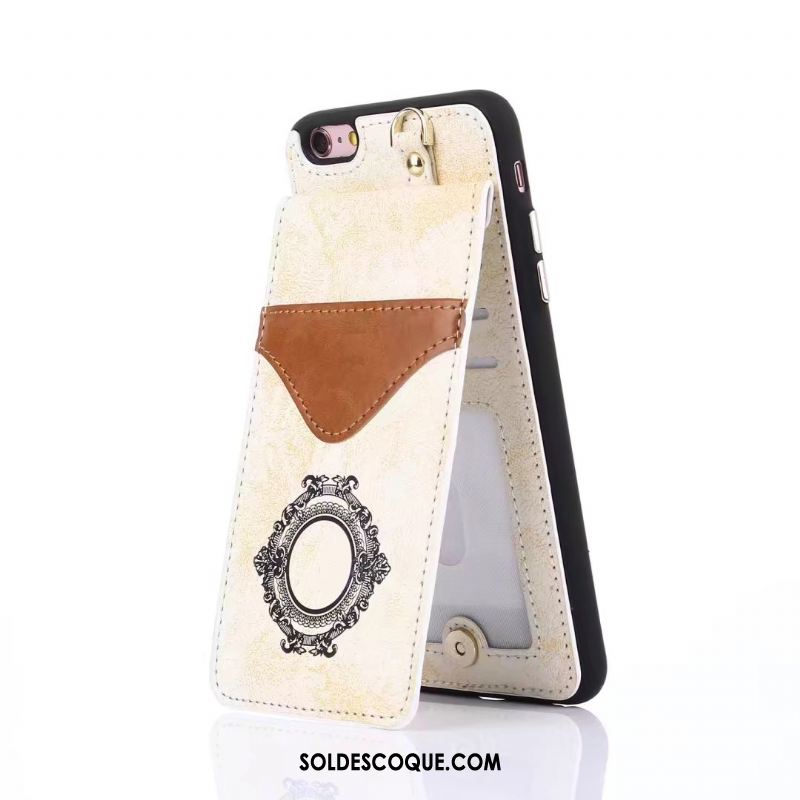 Coque iPhone 6 / 6s Étui En Cuir Blanc Une Agrafe Carte Protection Housse Pas Cher